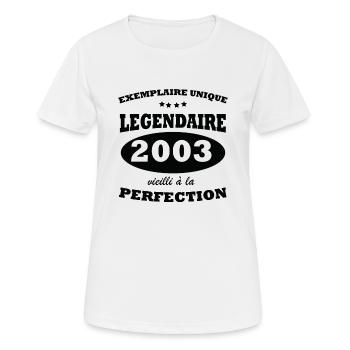 Vintage exemplaire unique 2003 Edition limitée - T-shirt respirant Femme - blanc - Devant - AI Model Female 172 dark (172cm)