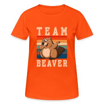 Team Beaver - Frauen T-Shirt atmungsaktiv - Neonorange - Vorne - AI Model Female 172 dark (172cm)