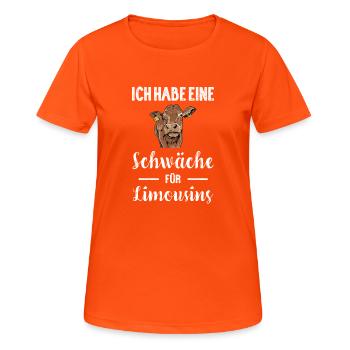 Limousin Rind I Frankreich Rinderzucht für - Frauen T-Shirt atmungsaktiv - Neonorange - Vorne - AI Model Female 172 dark (172cm)