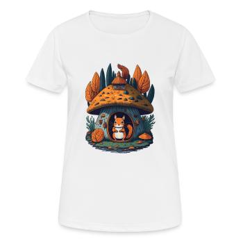 Mushroom Cottage Squirrel - Women's Breathable T-Shirt - white - Front - AI Model Female 172 dark (172cm)