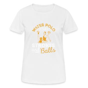 Water polo It's all about shots and balls Team - Women's Breathable T-Shirt - white - Front - AI Model Female 172 dark (172cm)