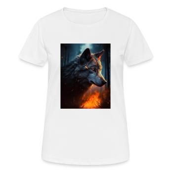 Einsamer Wolf im Feuerwald - Frauen T-Shirt atmungsaktiv - Weiß - Vorne - AI Model Female 172 dark (172cm)