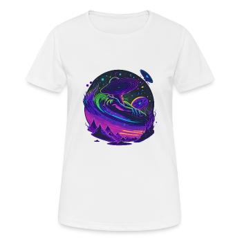 Un disque vinyle extraterrestre volant dans l’espace - T-shirt respirant Femme - blanc - Devant - AI Model Female 172 dark (172cm)