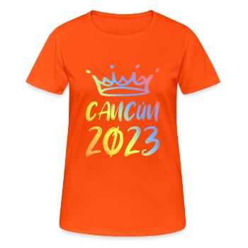 Cancun 2023 - Frauen T-Shirt atmungsaktiv - Neonorange - Vorne - AI Model Female 172 dark (172cm)