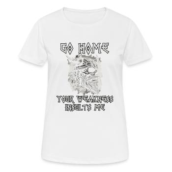 Provokantes Wikinger Motiv Nordische Mythologie - Frauen T-Shirt atmungsaktiv - Weiß - Vorne - AI Model Female 172 dark (172cm)