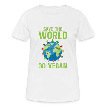 Save the World Go Vegan - Women's Breathable T-Shirt - white - Front - AI Model Female 172 dark (172cm)