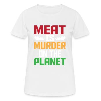 La viande est un meurtre sur la planète - T-shirt respirant Femme - blanc - Devant - AI Model Female 172 dark (172cm)