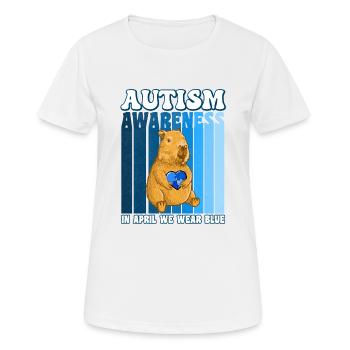 Capybara Sensibilisation à l’autisme - T-shirt respirant Femme - blanc - Devant - AI Model Female 172 dark (172cm)