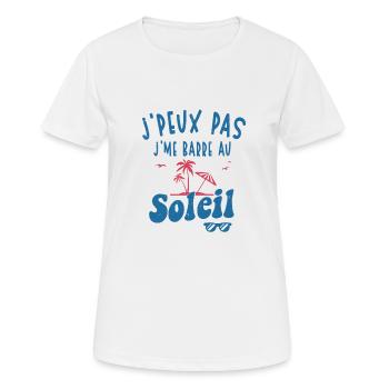J'me Barre au Soleil | Vacances au soleil - T-shirt respirant Femme - blanc - Devant - AI Model Female 172 dark (172cm)