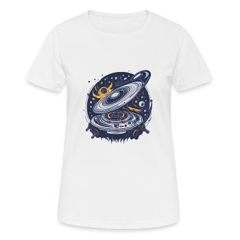Retro Galaktischer Vinyl-Player - Frauen T-Shirt atmungsaktiv - Weiß - Vorne - AI Model Female 172 dark (172cm)