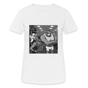 FITNESSSTUDIO - Frauen T-Shirt atmungsaktiv - Weiß - Vorne - AI Model Female 172 dark (172cm)