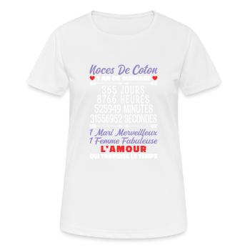 Noces de Coton - T-shirt respirant Femme - blanc - Devant - AI Model Female 172 dark (172cm)
