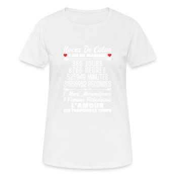 Noces De Coton 1 An De Mariage - T-shirt respirant Femme - blanc - Devant - AI Model Female 172 dark (172cm)