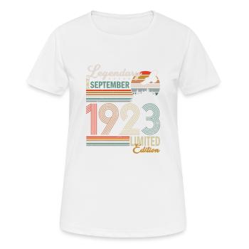 September 1923 Originelle Geburtstagsgeschenkidee - Frauen T-Shirt atmungsaktiv - Weiß - Vorne - AI Model Female 172 dark (172cm)