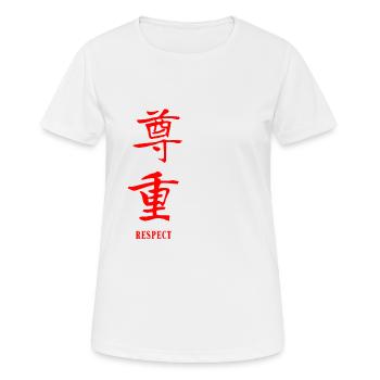 Respekt auf Chinesisch - Frauen T-Shirt atmungsaktiv - Weiß - Vorne - AI Model Female 172 dark (172cm)
