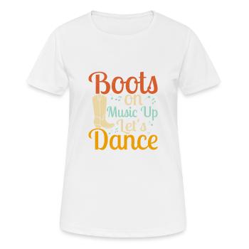 Boots On Music up Let’s Dance Line Dance Country M - T-shirt respirant Femme - blanc - Devant - AI Model Female 172 dark (172cm)
