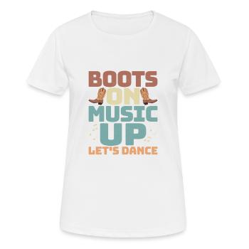 Boots On Music up Let’s Dance Country Music Line D - T-shirt respirant Femme - blanc - Devant - AI Model Female 172 dark (172cm)