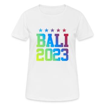 Bali 2023 - Frauen T-Shirt atmungsaktiv - Weiß - Vorne - AI Model Female 172 dark (172cm)