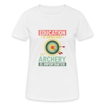 L’éducation est importante, mais le tir à l’arc est plus important - T-shirt respirant Femme - blanc - Devant - AI Model Female 172 dark (172cm)
