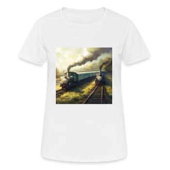 TRAINS - T-shirt respirant Femme - blanc - Devant - AI Model Female 172 dark (172cm)