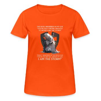 Verset biblique chrétien Croix religieuse Anime Chevalier - T-shirt respirant Femme - orange néon - Devant - AI Model Female 172 dark (172cm)