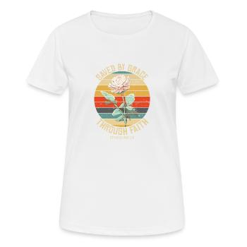 Saved By Grace Ephesians Scripture Christian Cute - Women's Breathable T-Shirt - white - Front - AI Model Female 172 dark (172cm)