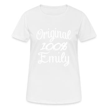 Original 100% Emily - Frauen T-Shirt atmungsaktiv - Weiß - Vorne - AI Model Female 172 dark (172cm)