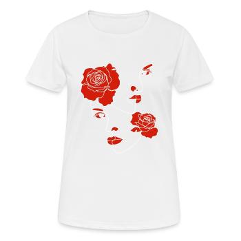 GESICHTER VON FRAUEN MIT BLUMEN - Frauen T-Shirt atmungsaktiv - Weiß - Vorne - AI Model Female 172 dark (172cm)