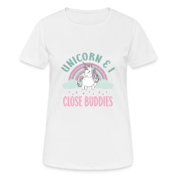 Vintage Rainbow Unicorn & I - Close Buddies Spirit - Women's Breathable T-Shirt - white - Front - AI Model Female 172 dark (172cm)