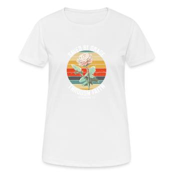 Saved By Grace Ephesians Scripture Christian Bible - Women's Breathable T-Shirt - white - Front - AI Model Female 172 dark (172cm)