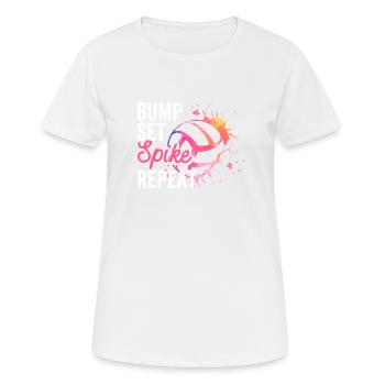 Bump Set Spike Répéter Funny Volleyball Lover - T-shirt respirant Femme - blanc - Devant - AI Model Female 172 dark (172cm)