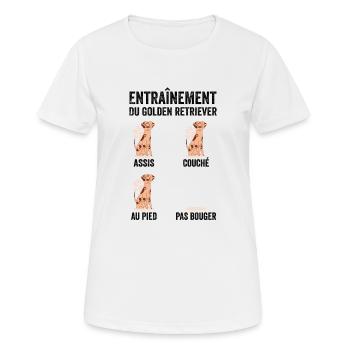 Hundeerziehung des Golden Retrievers - Frauen T-Shirt atmungsaktiv - Weiß - Vorne - AI Model Female 172 dark (172cm)