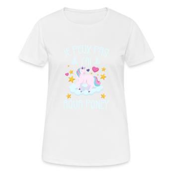 Je Peux Pas J'ai Aqua Poney - T-shirt respirant Femme - blanc - Devant - AI Model Female 172 dark (172cm)