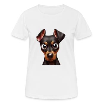 Liebenswerter Dobermann Pinscher Skizze - Frauen T-Shirt atmungsaktiv - Weiß - Vorne - AI Model Female 172 dark (172cm)