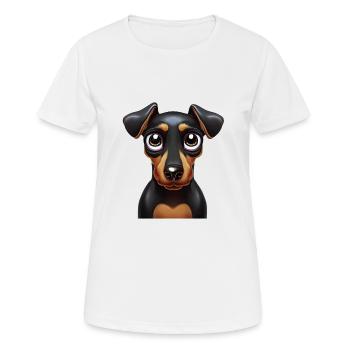 Entzückende Dobermann-Pfotenhaftigkeit - Frauen T-Shirt atmungsaktiv - Weiß - Vorne - AI Model Female 172 dark (172cm)
