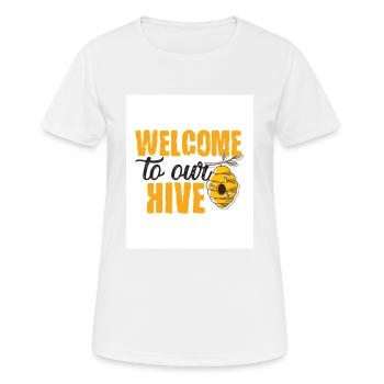 Bienvenue dans notre ruche - T-shirt respirant Femme - blanc - Devant - AI Model Female 172 dark (172cm)