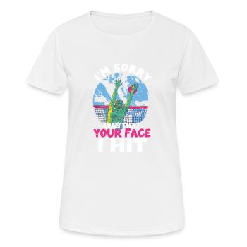 Je suis désolé, c’était ton visage que j’ai - T-shirt respirant Femme - blanc - Devant - AI Model Female 172 dark (172cm)