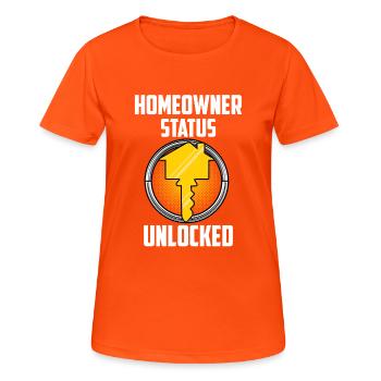 Homeowner Status Unlocked - Frauen T-Shirt atmungsaktiv - Neonorange - Vorne - AI Model Female 172 dark (172cm)