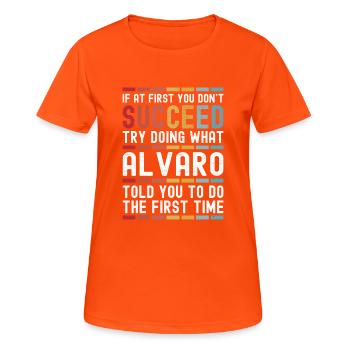 Alvaro Name Personalisiert Lustig Geburtstag Weihnachten - Frauen T-Shirt atmungsaktiv - Neonorange - Vorne - AI Model Female 172 dark (172cm)