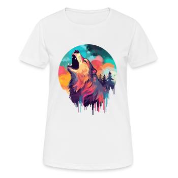 Loup sauvage hurlant sur la Lune - T-shirt respirant Femme - blanc - Devant - AI Model Female 172 dark (172cm)