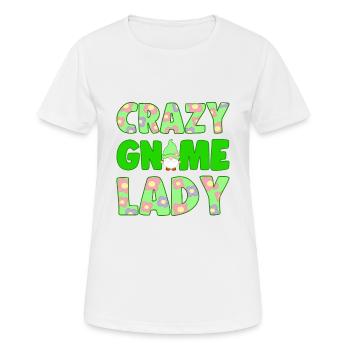 Crazy Gnome Lady Yard Garden Gnome Idée cadeau - T-shirt respirant Femme - blanc - Devant - AI Model Female 172 dark (172cm)
