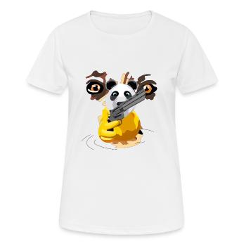 Canard canard canard avec masque de panda et ours revolver - T-shirt respirant Femme - blanc - Devant - AI Model Female 172 dark (172cm)