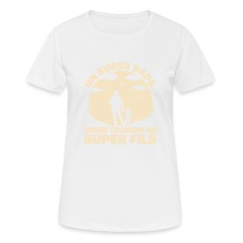 Super Papa Super Fils Cadeau Pere Fête des Pères - T-shirt respirant Femme - blanc - Devant - AI Model Female 172 dark (172cm)
