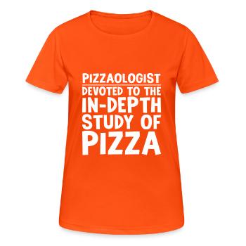 Pizzaologist, To The In-Depth Study Of Pizza - Women's Breathable T-Shirt - neon orange - Front - AI Model Female 172 dark (172cm)