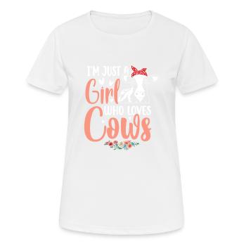 Nur ein Mädchen, das Cow Farmer Vintage Retro GiF - Frauen T-Shirt atmungsaktiv - Weiß - Vorne - AI Model Female 172 dark (172cm)