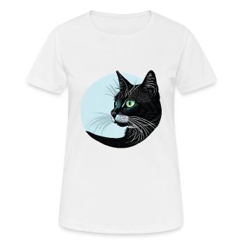 Schwarze Katze - Frauen T-Shirt atmungsaktiv - Weiß - Vorne - AI Model Female 172 dark (172cm)