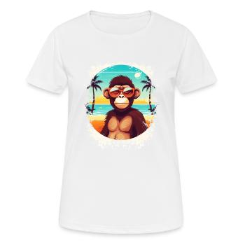 Beach Breeze and Monkey Ease: Cool Summer Fun - Women's Breathable T-Shirt - white - Front - AI Model Female 172 dark (172cm)