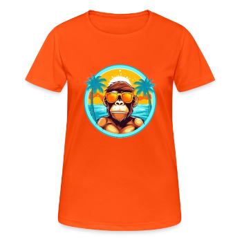 Beach Life with a Monkey Twist: Eye-Catching Summe - Women's Breathable T-Shirt - neon orange - Front - AI Model Female 172 dark (172cm)