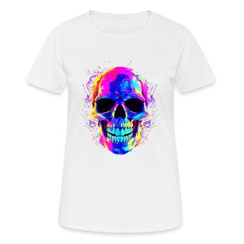 Crâne coloré: crâne coloré sombre et alternatif - T-shirt respirant Femme - blanc - Devant - AI Model Female 172 dark (172cm)
