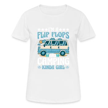 Je suis une fille de Flip Flops et de Camping - T-shirt respirant Femme - blanc - Devant - AI Model Female 172 dark (172cm)
